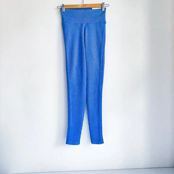 Offline by Aerie Seamless 7/8 Ribbed Leggings Blue Side Braided Detail S - Picture 3 of 13